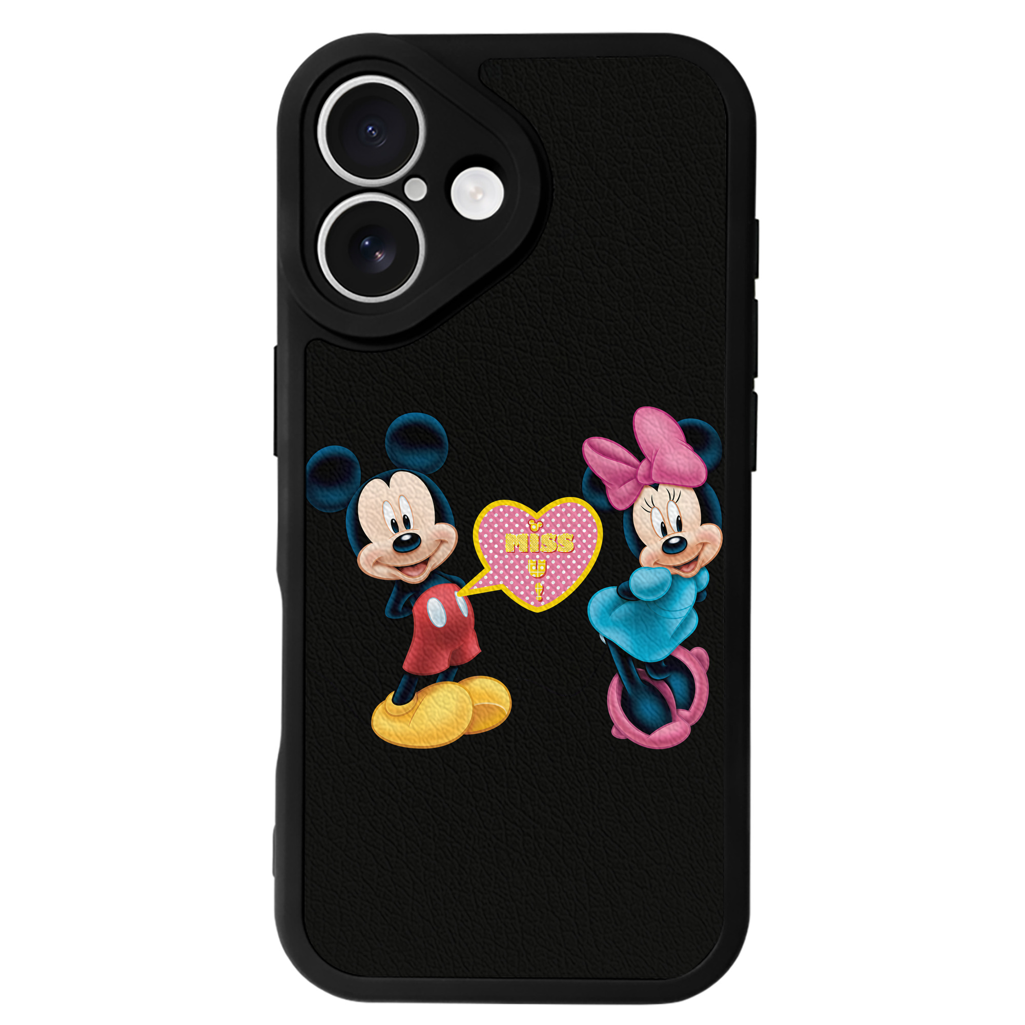 （画像用） ミッキーマウス Mickey Mouse 【iPhone 16シリーズ対応】シリコンスマホケース（レザー調） 材質：シリコン